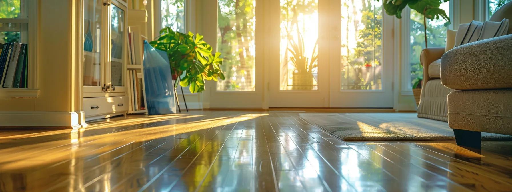 a gleaming, spotless home is bathed in natural light, showcasing immaculate surfaces and sparkling windows that embody transparency and attention to detail, resonating with the reliability of essential bond cleaning services in perth.