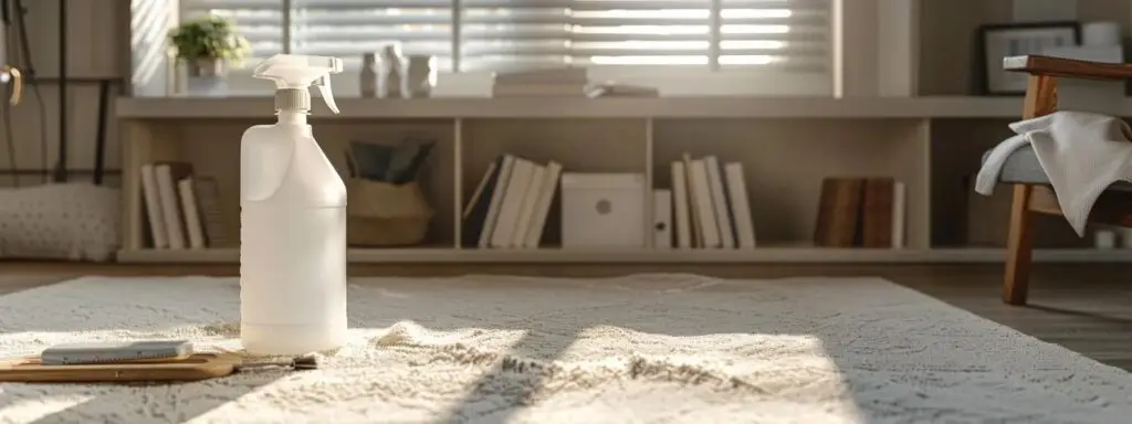 White carpet cleaner spray bottle for targeted stain removal and odor control.